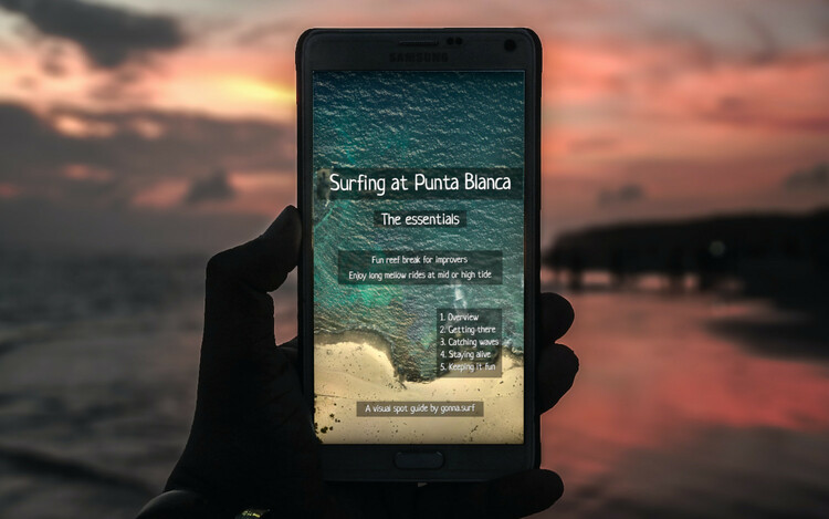 Daily surf forecast display on a smartphone